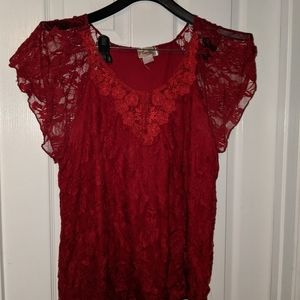 Red lace shirt business casual